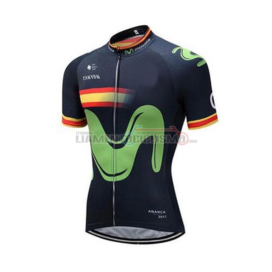 Abbigliamento Ciclismo Movistar Manica Corta 2018 Campione Spagna